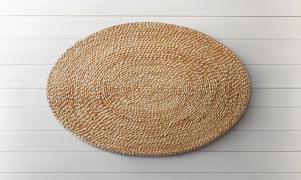 LONSALE Kate Newborn Natural Woven Oval Rug Pattern Rubber Floor Mat Designed by Mini MakeBelieve