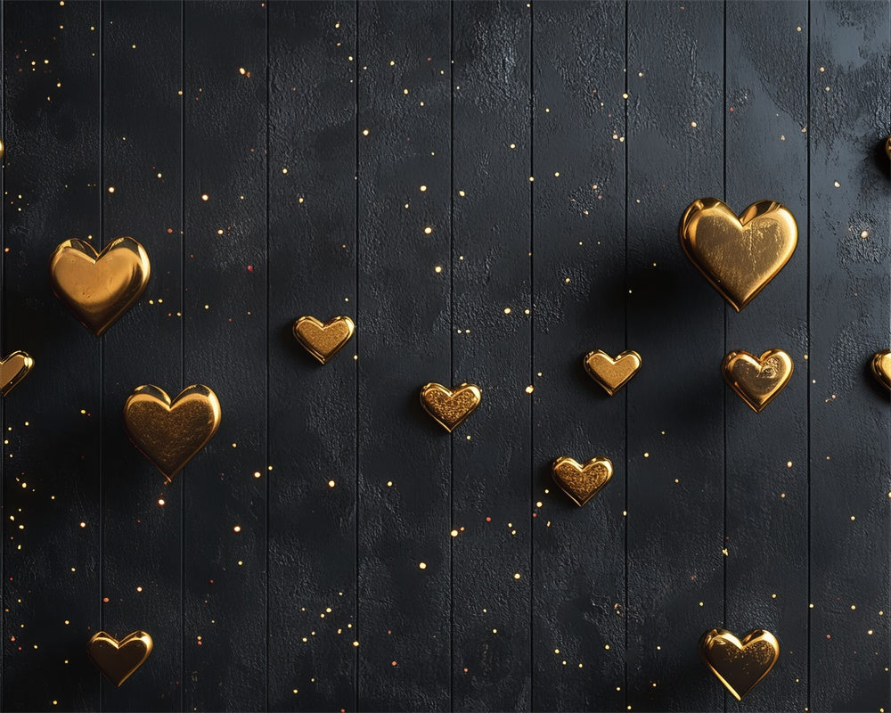 Kate Valentine Golden Hearts Black Rubber Floor Mat Designed by Mini MakeBelieve - Kate Backdrop AU