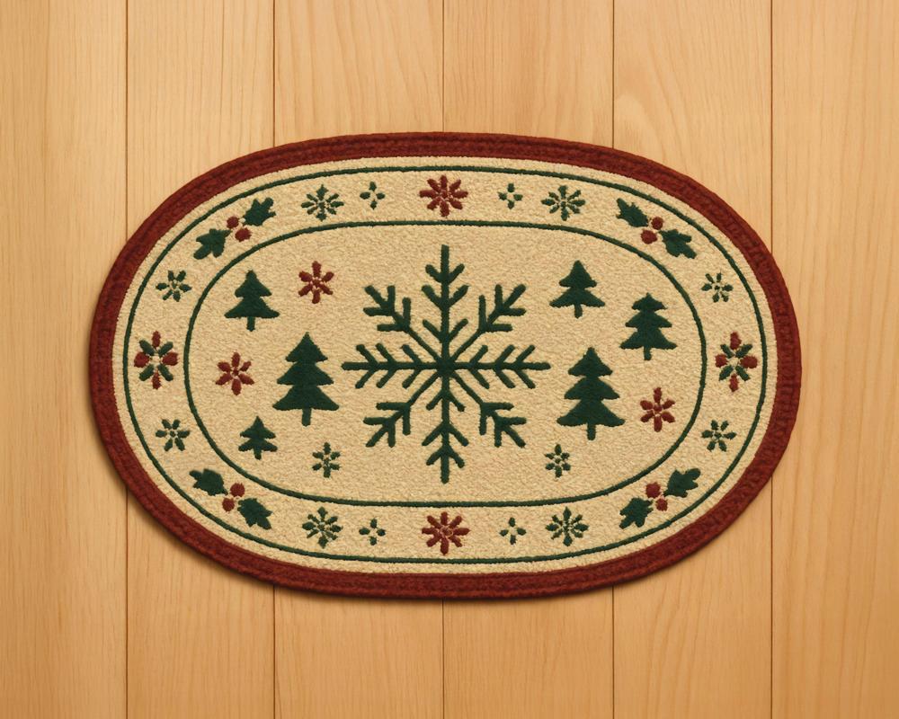 Kate Christmas Snowflake Wooden Rubber Floor Mat Designed by Mini MakeBelieve