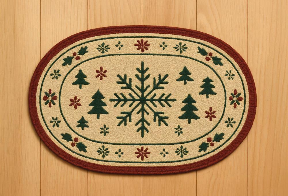 Kate Christmas Snowflake Wooden Rubber Floor Mat Designed by Mini MakeBelieve