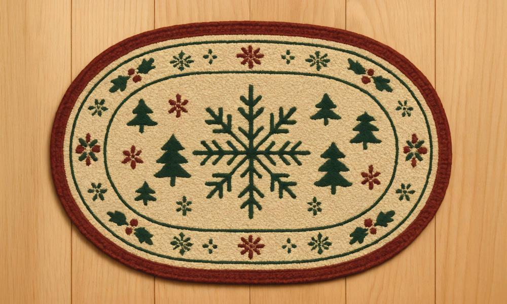 Kate Christmas Snowflake Wooden Rubber Floor Mat Designed by Mini MakeBelieve