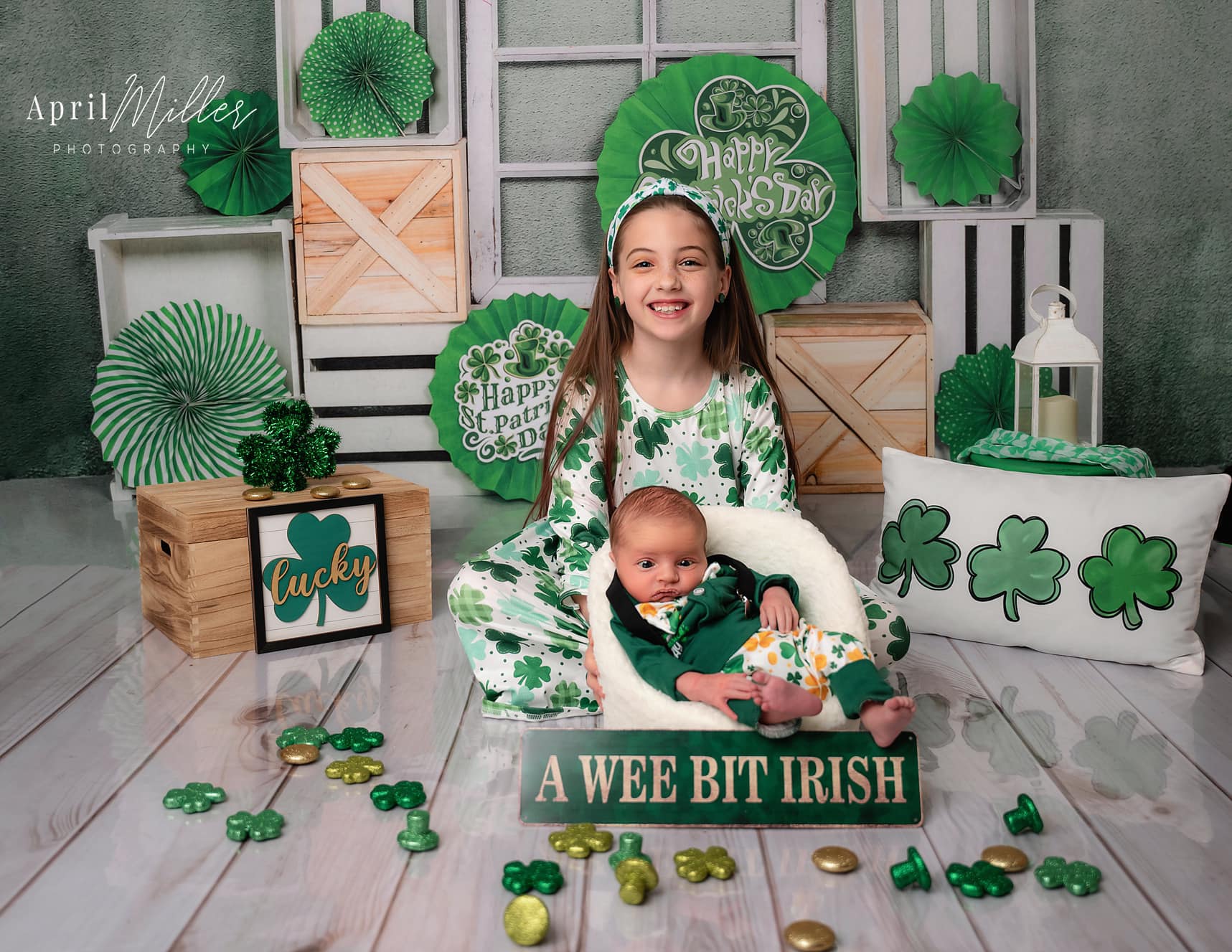 Kate St. Patrick's Day Green Shamrock Backdrop Designed by Emetselch