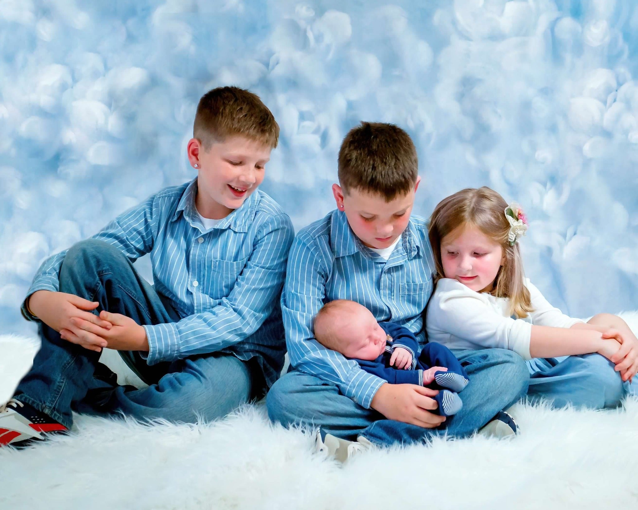 Kate Fine Art Gray Blue Florals Texture Backdrop Designed by GQ - Kate Backdrop AU