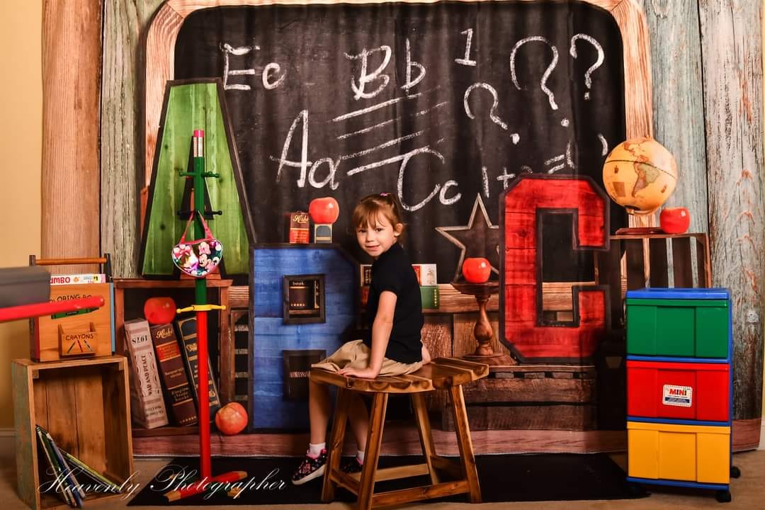 Kate Back to School Blackboard Colorful ABC Fleece Backdrop - Kate Backdrop AU