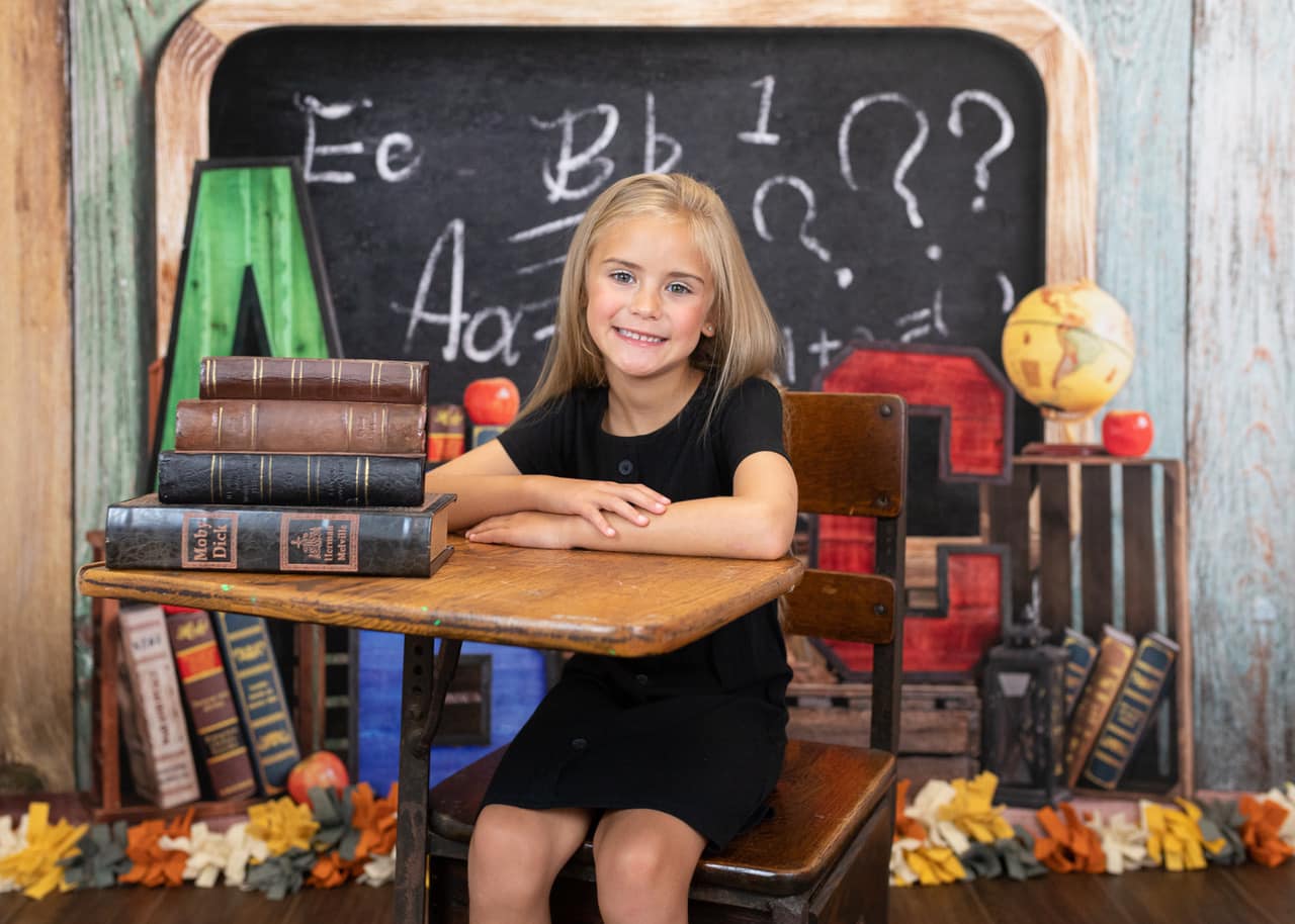 Kate Back to School Blackboard Colorful ABC Fleece Backdrop