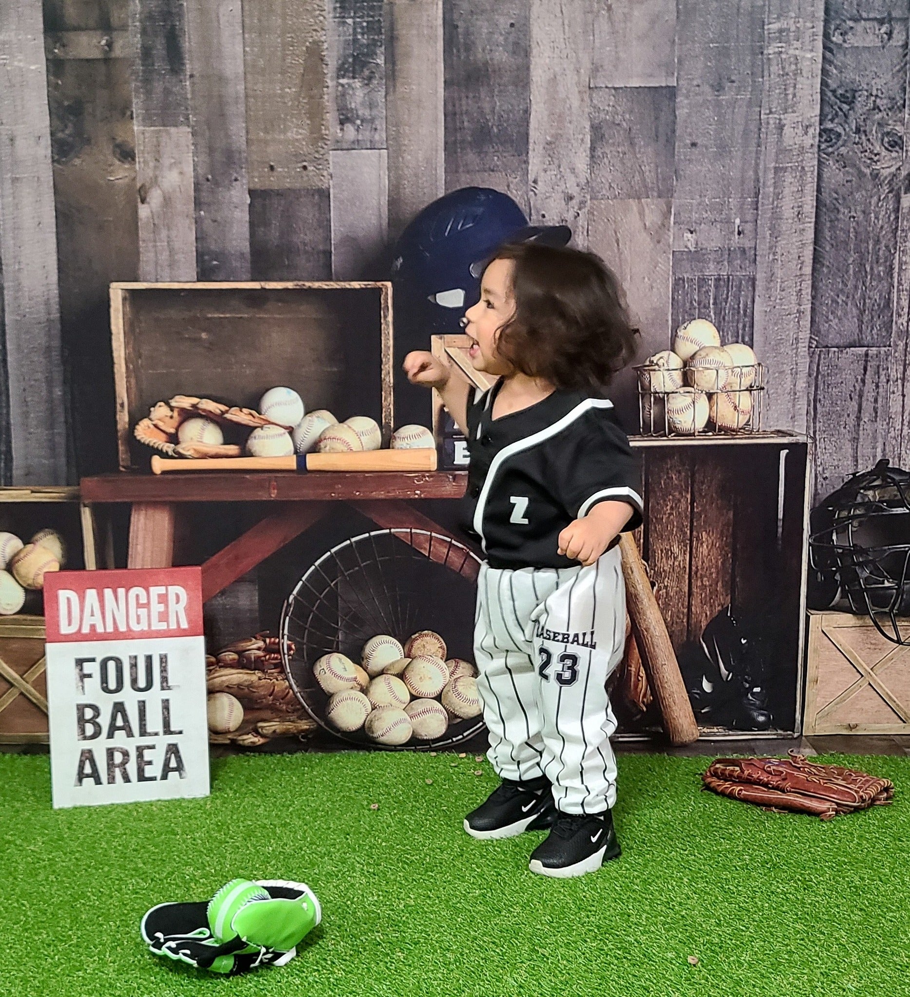 Kate Vintage Baseball Backdrop+Green Rubber Floor Mat - Kate Backdrop AU