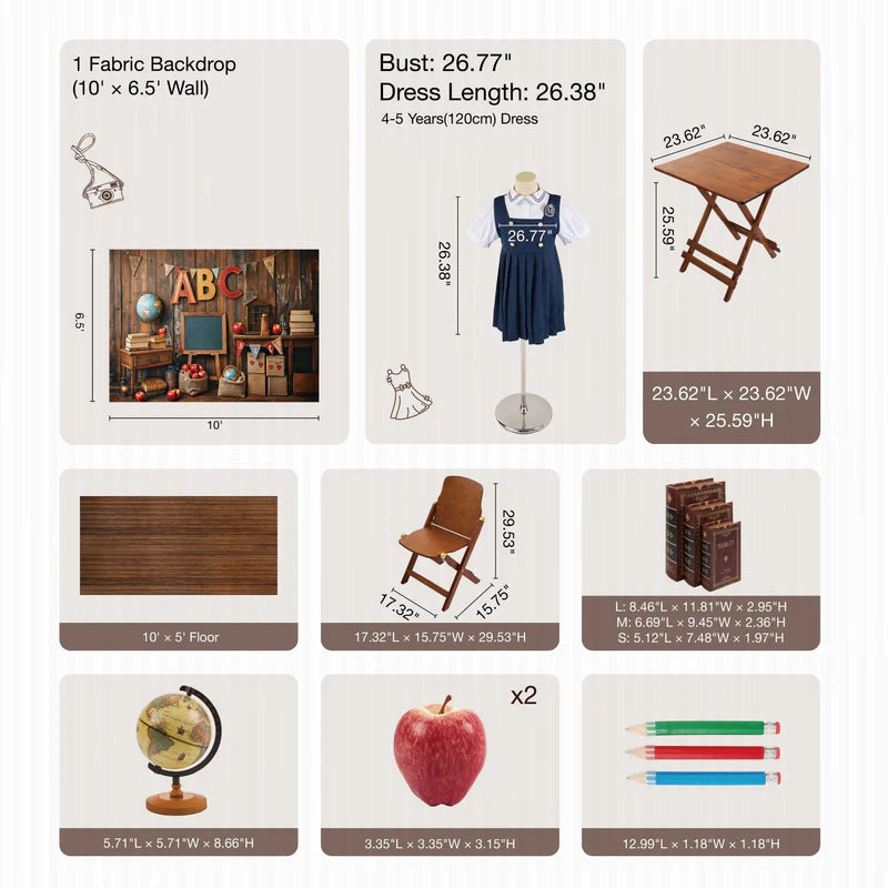 Kate Back to School Classroom ABC Globe Blackboard Photo Kit