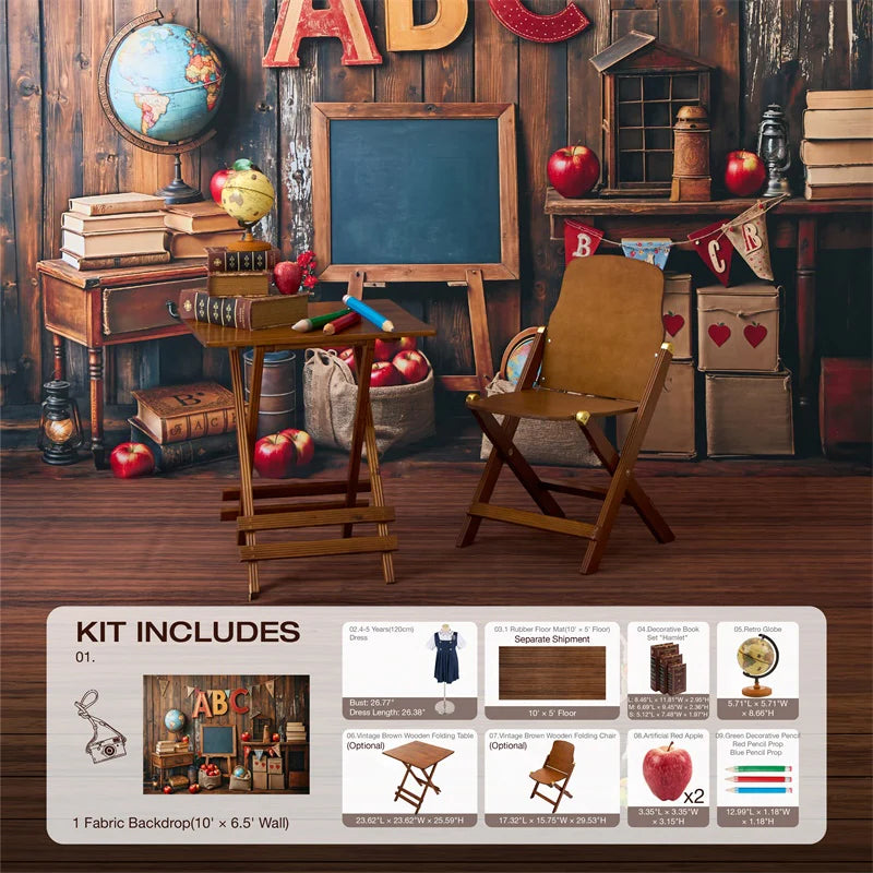 Kate Back to School Classroom ABC Globe Blackboard Photo Kit