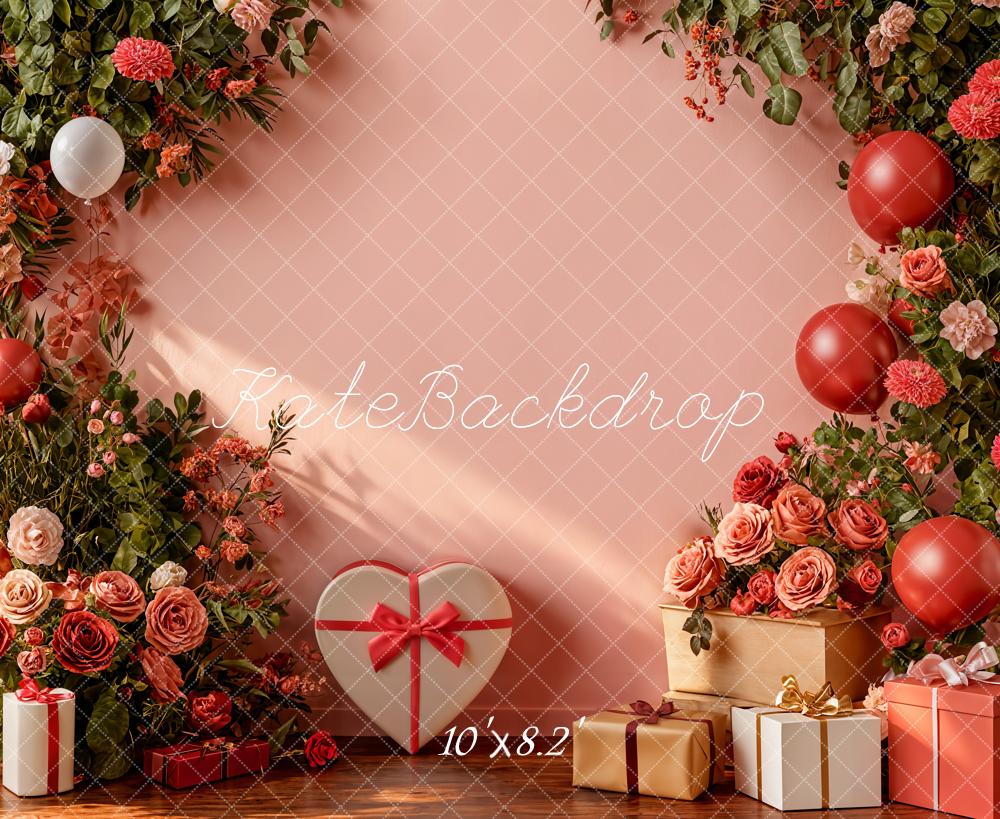 Kate Valentines Flowers Balloons Gift Backdrop Designed by Emetselch