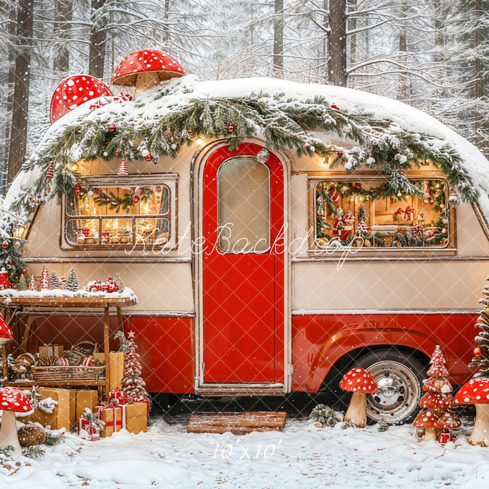 Kate Christmas Snow Mushrooms Backdrop Designed by Emetselch - Kate Backdrop AU