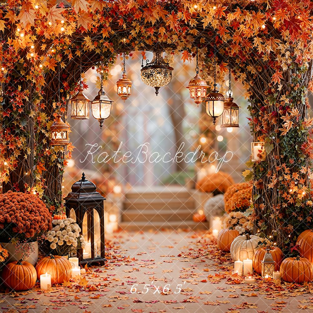 Kate Autumn Arch Pumpkins Lanterns Flowers Backdrop Designed by Emetselch