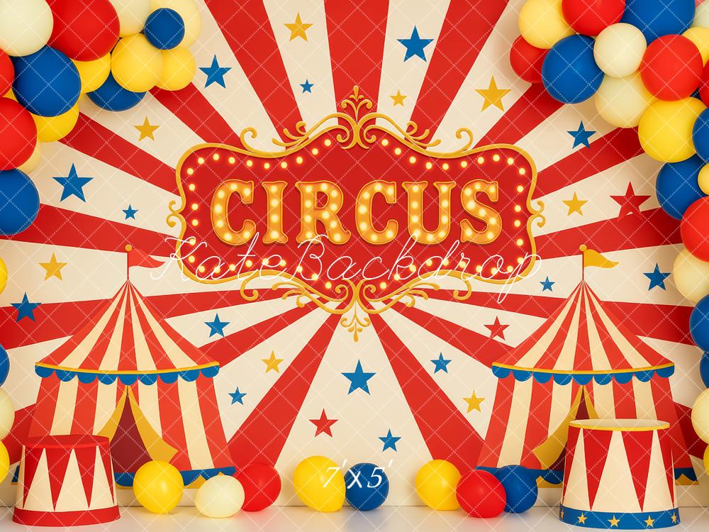 Kate Circus Red White Tents Balloons Backdrop Designed by Patty Roberts