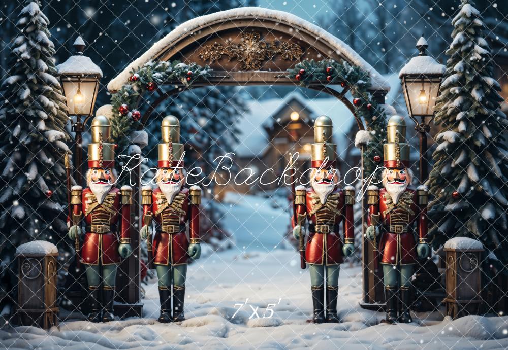 Kate Christmas Nutcracker Archway Snow Backdrop Designed by Emetselch - Kate Backdrop AU