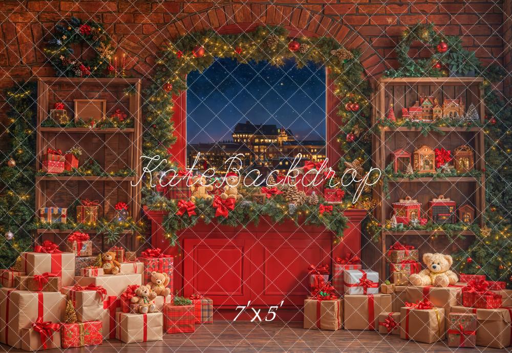 Kate Red Christmas Window Backdrop Designed by Emetselch
