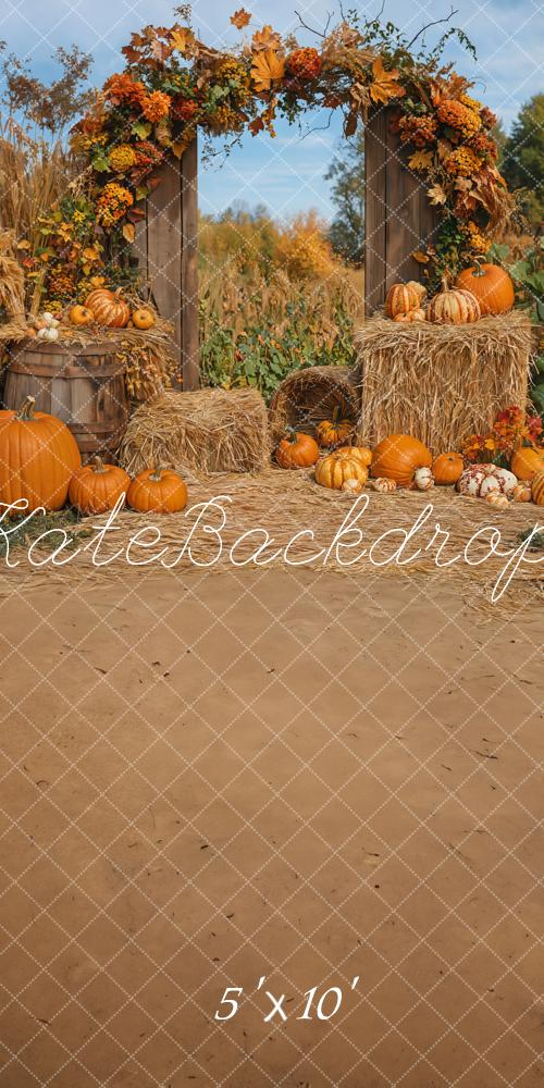 Kate Sweep Autumn Pumpkins Hay Backdrop Designed by Emetselch - Kate Backdrop AU