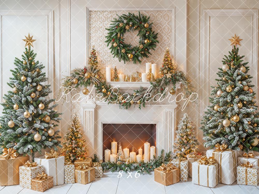 Lightning Deal Kate Christmas Fireplace Trees Presents Fleece Backdrop Designed by Emetselch
