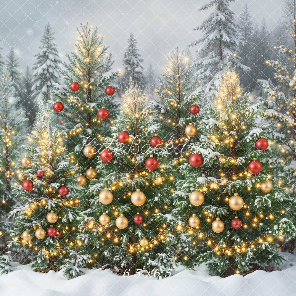 Kate Christmas Snowy Pine Trees Backdrop Designed by Emetselch - Kate Backdrop AU