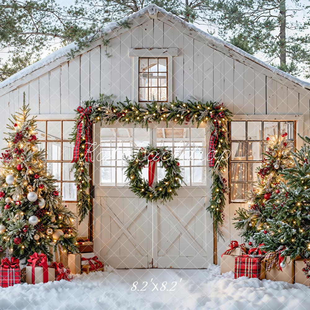 Kate Christmas Snow House Trees Presents Backdrop Designed by Emetselch - Kate Backdrop AU