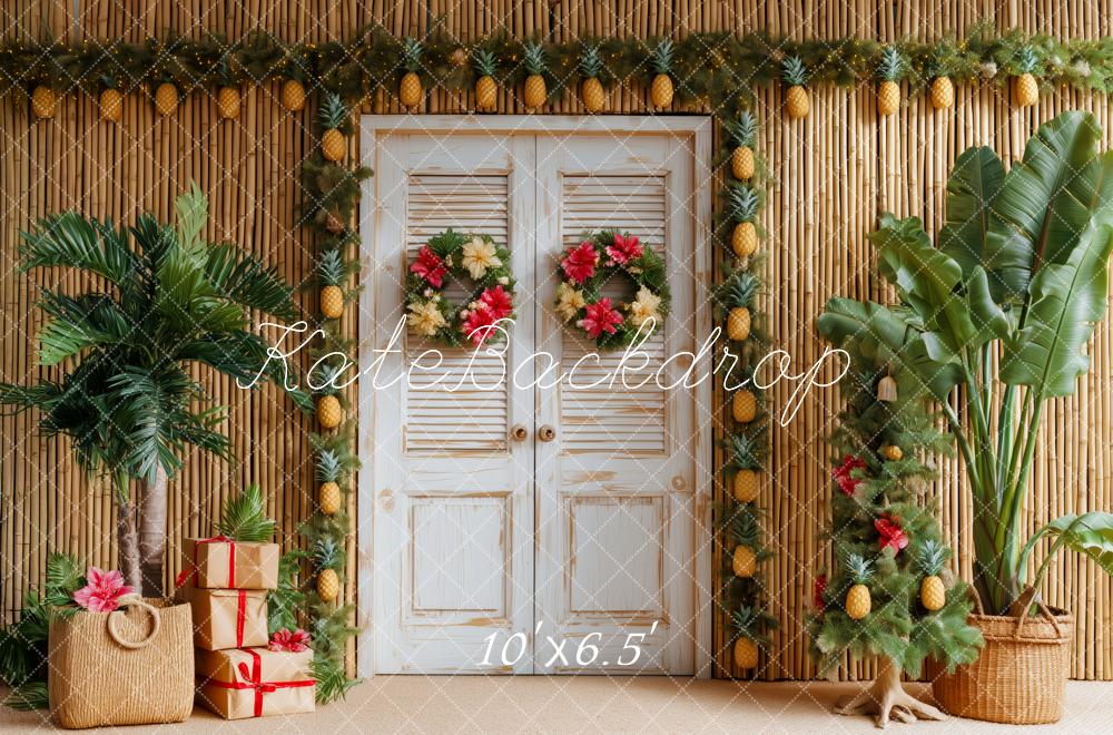 Kate Tropical Christmas Bamboo Pineapple Backdrop Designed by Patty Roberts - Kate Backdrop AU