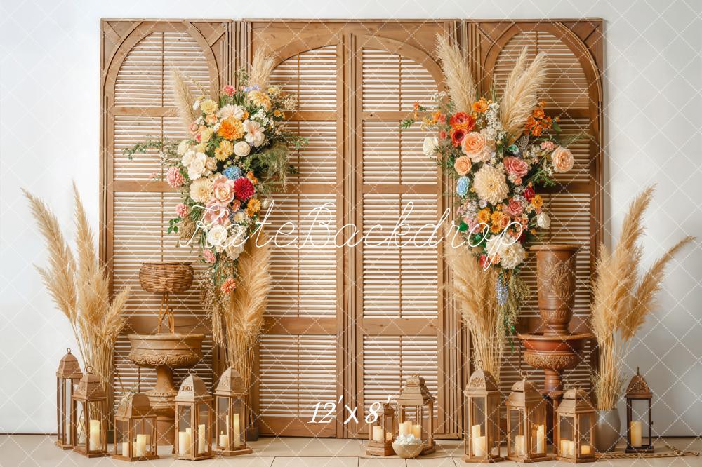 Kate Bohemian Floral Wooden Screen Backdrop Designed by Emetselch