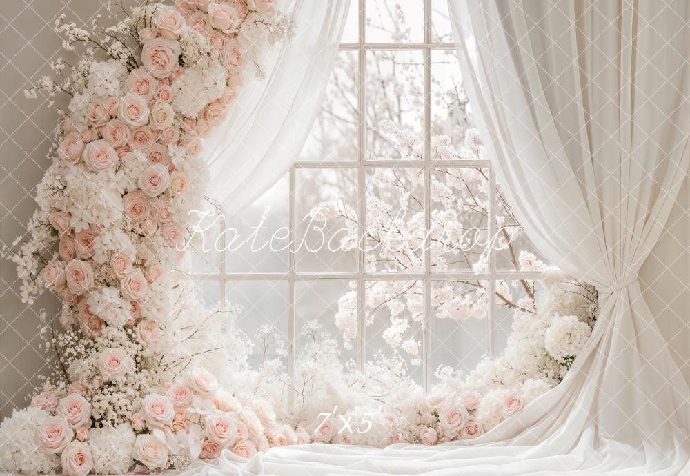 Kate Spring Flower Window Curtains Backdrop Designed by Emetselch