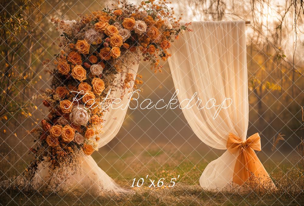 Kate Autumn Wedding Flower Fleece Backdrop Designed by Emetselch