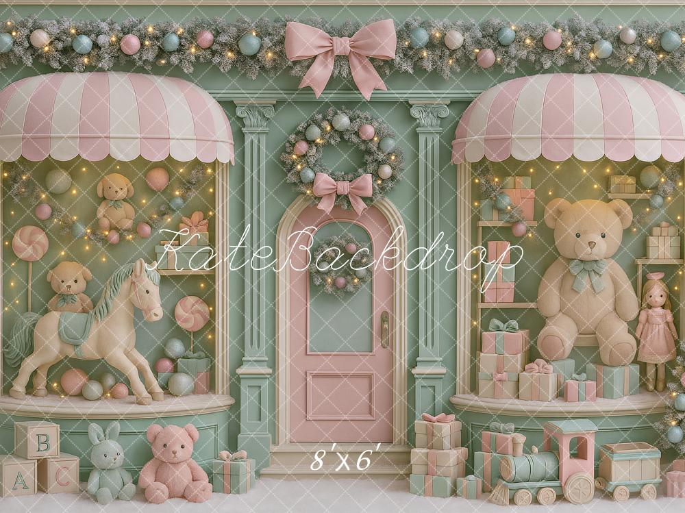 Kate Toy Shop Teddy Bear Christmas Backdrop Designed by Ashley Paul