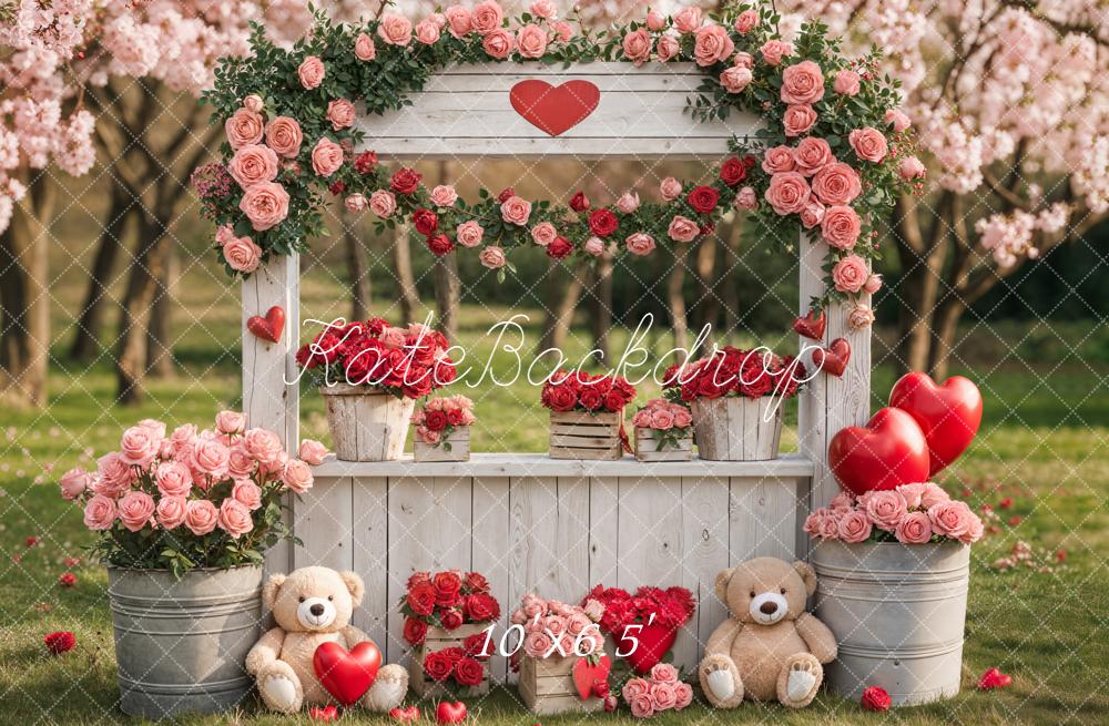 Kate Valentine Flower Teddy Bears Backdrop Designed by Emetselch