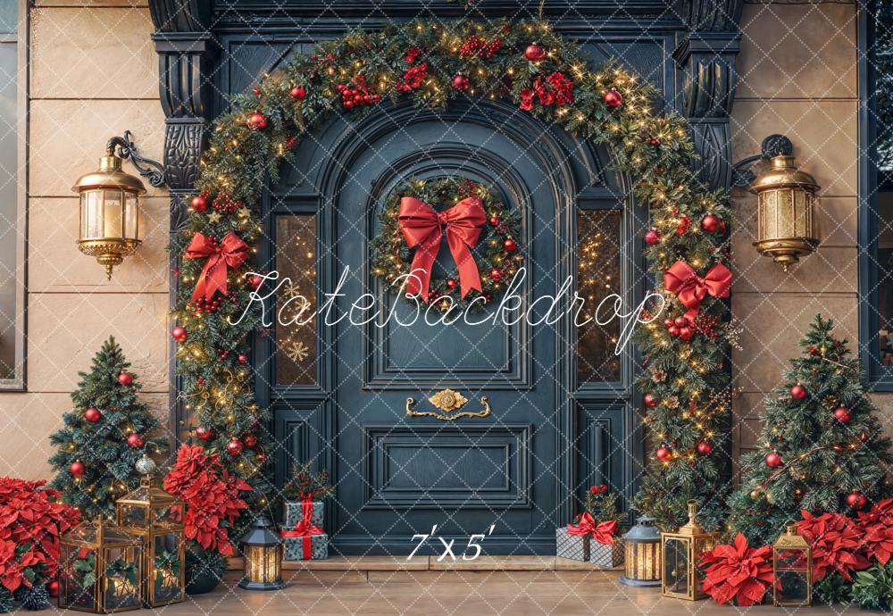Kate Christmas Dark Door Garland Backdrop Designed by Emetselch - Kate Backdrop AU