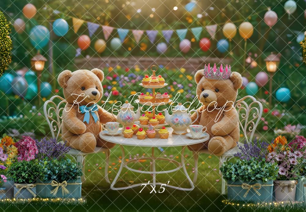 Kate Teddy Bear Tea Party Backdrop Designed by Mini MakeBelieve