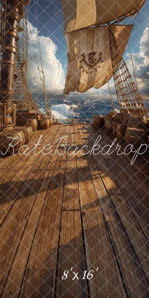 Kate Sweep Pirate Ship Deck Barrels Ocean Backdrop Designed by Chain