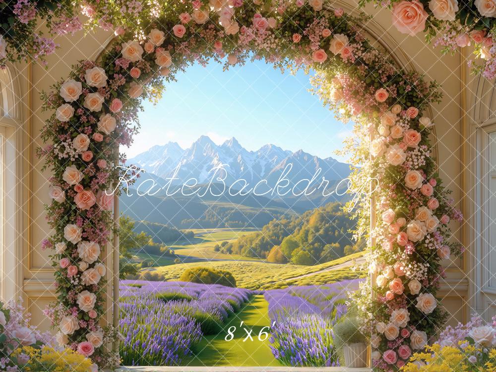 Kate Flower Arch Lavender Window Backdrop Designed by Mini MakeBelieve