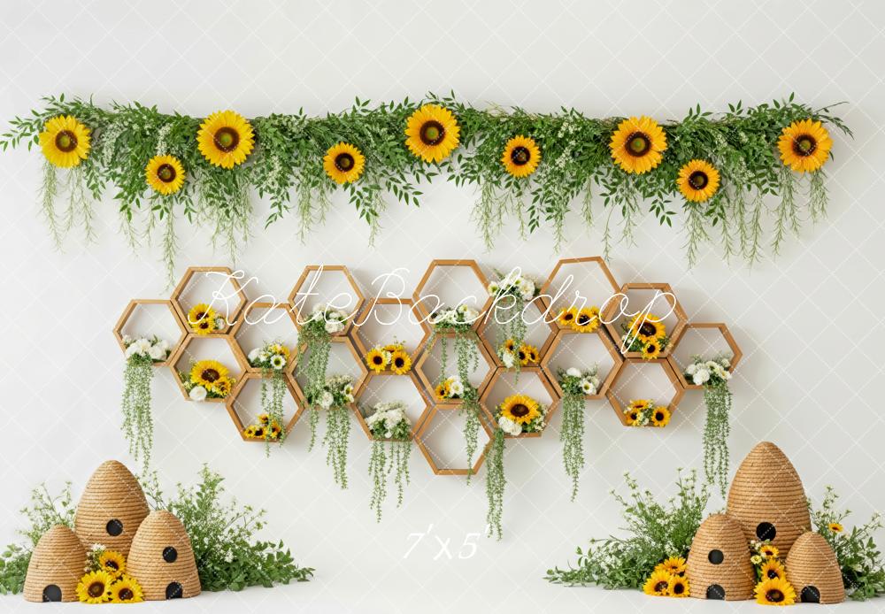 Kate Sunflower Hexagon Hive Cake Smash Backdrop Designed by Patty Roberts