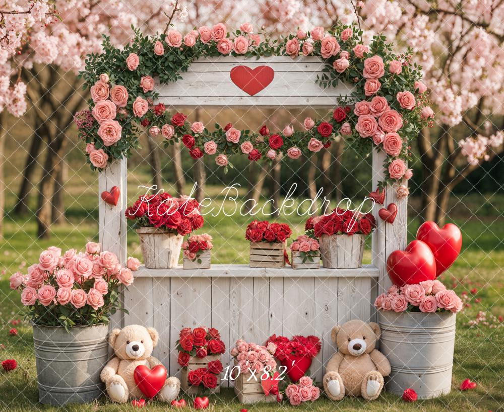 Kate Valentine Flower Teddy Bears Backdrop Designed by Emetselch