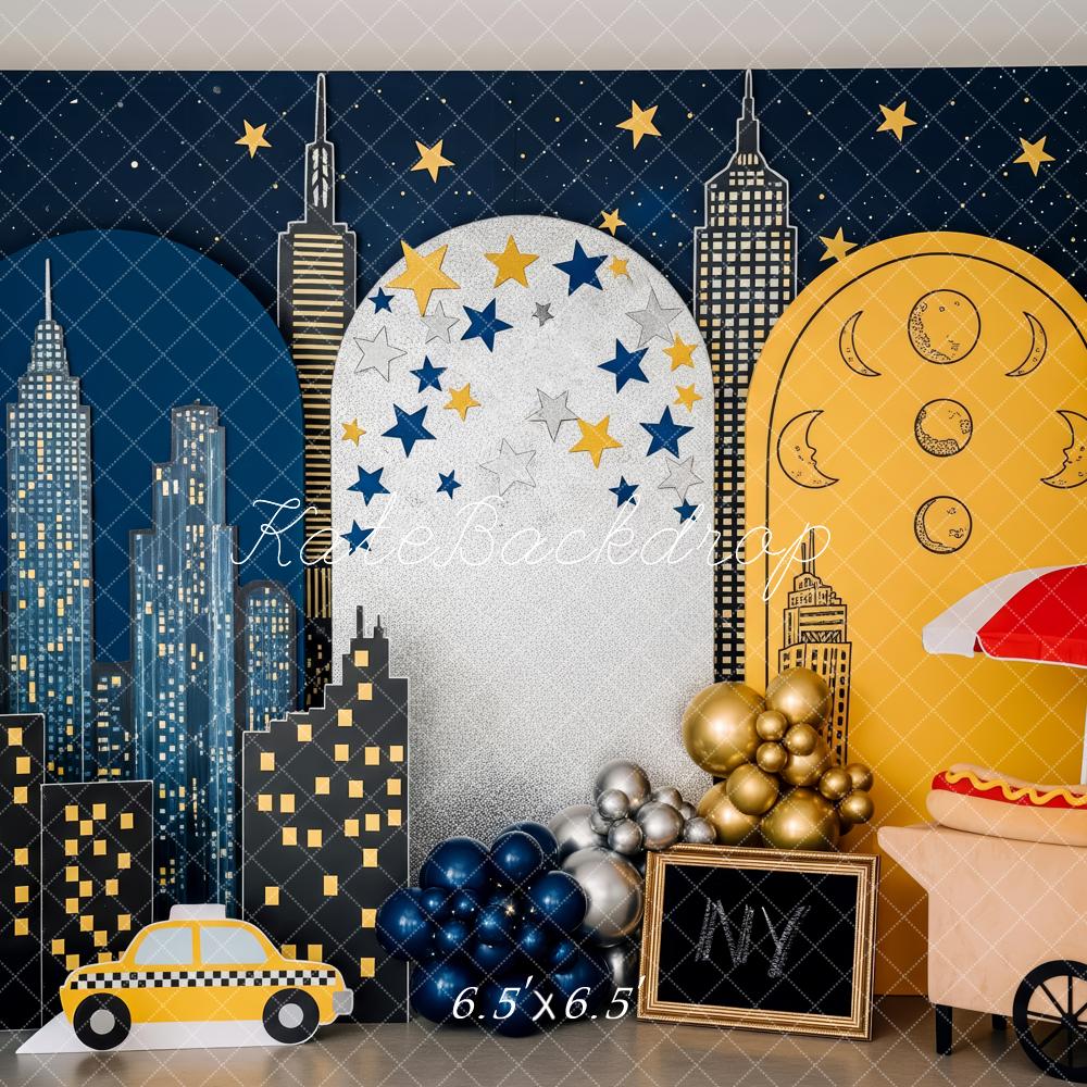 Kate New York City Night Stars Moon Taxi Backdrop Designed by Patty Roberts - Kate Backdrop AU