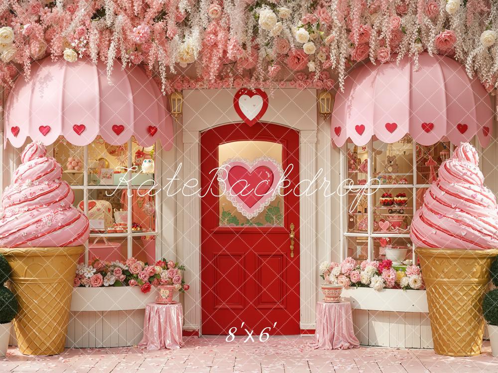 Kate Ice Cream Shop Valentine's Day Fleece Backdrop Designed by Chain