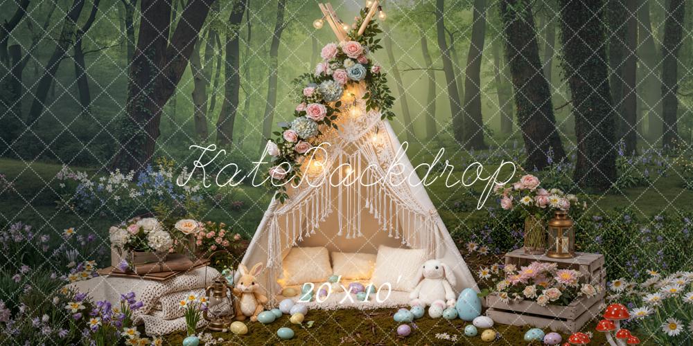 Kate Easter Bunny Forest Teepee Backdrop Designed by Emetselch