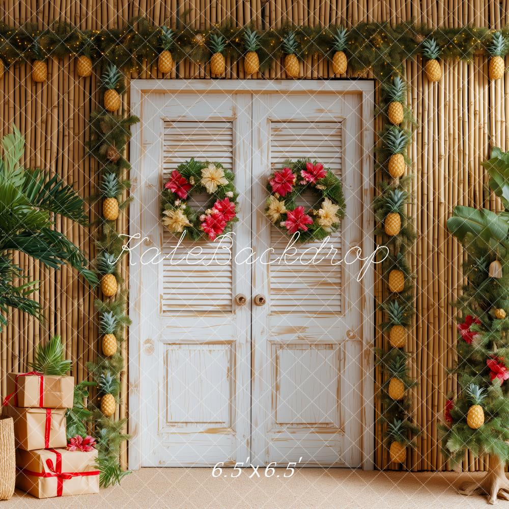 Kate Tropical Christmas Bamboo Pineapple Backdrop Designed by Patty Roberts - Kate Backdrop AU