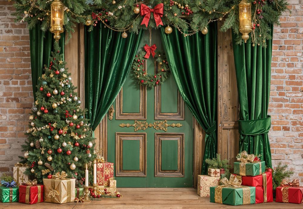 Kate Christmas Tree Green Door Curtains Backdrop Designed by GQ - Kate Backdrop AU