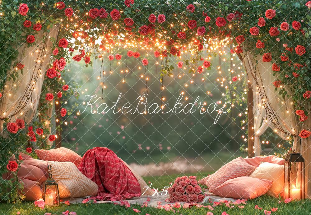 Kate Flower Cushions Fairy Lights Backdrop Designed by Chain