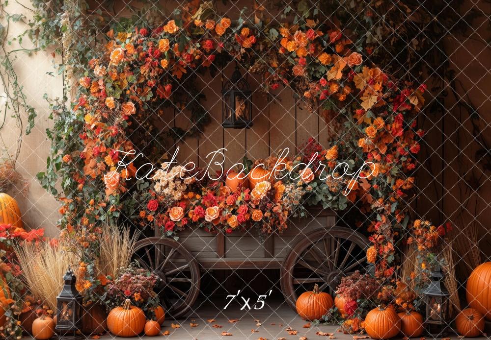 Kate Autumn Flower Pumpkins Backdrop Designed by Patty Roberts