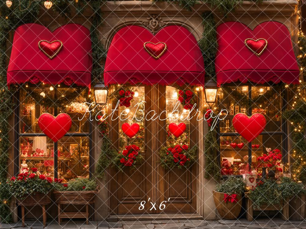 Kate Valentines Red Hearts Shopfront Backdrop Designed by Emetselch