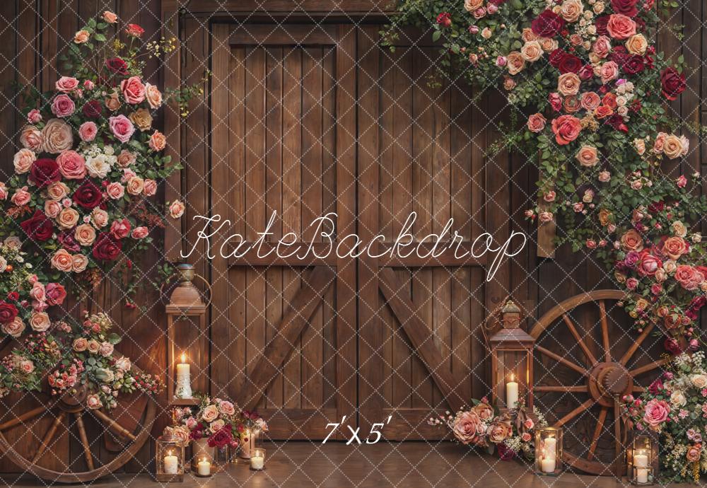Kate Flower Wheels Rustic Wood Backdrop Designed by Emetselch
