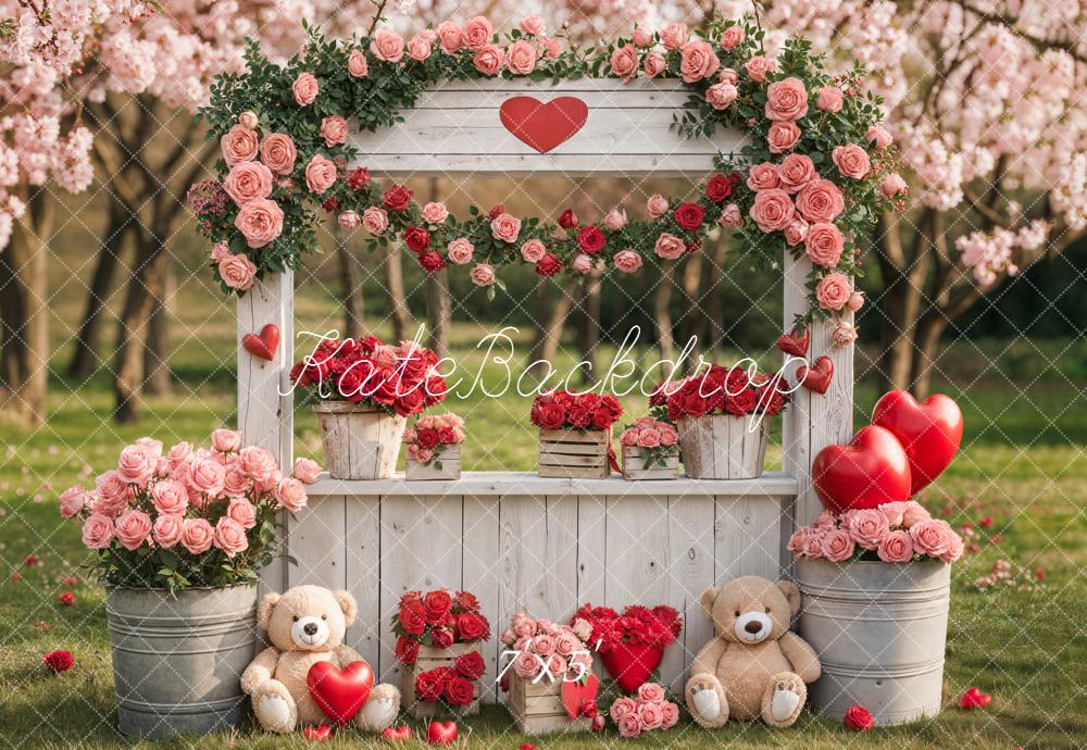 Kate Valentine Flower Teddy Bears Backdrop Designed by Emetselch