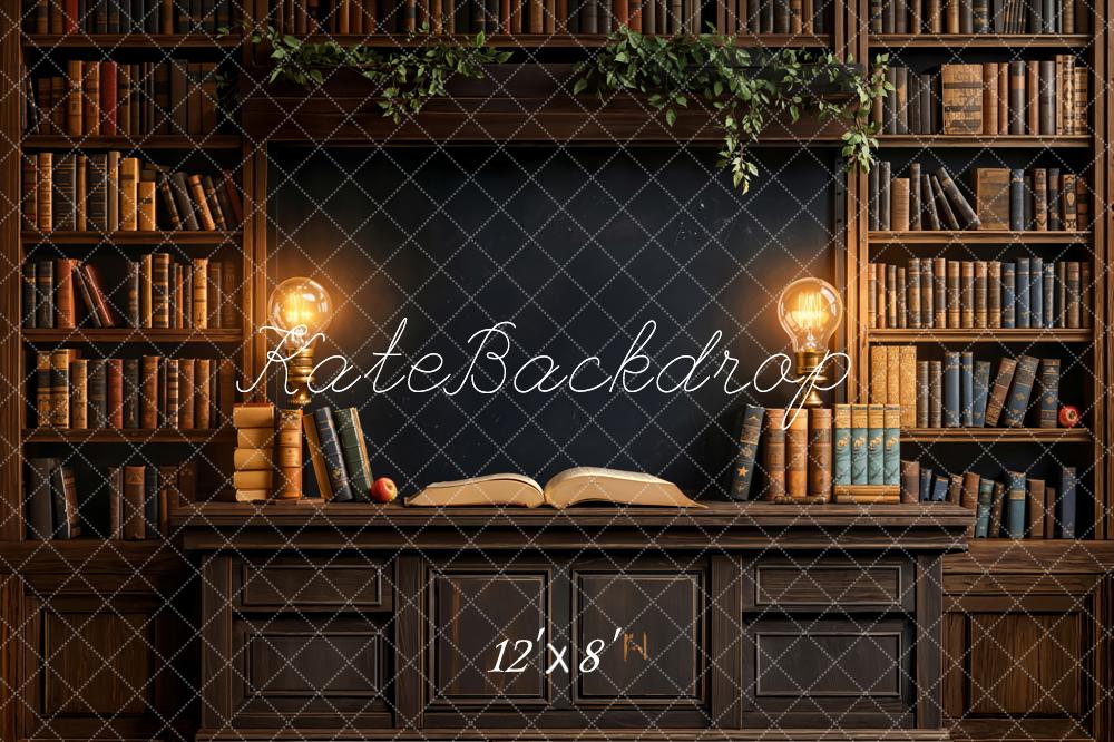 Kate Bookshelves Lights Fleece Backdrop Designed by Emetselch - Kate Backdrop AU