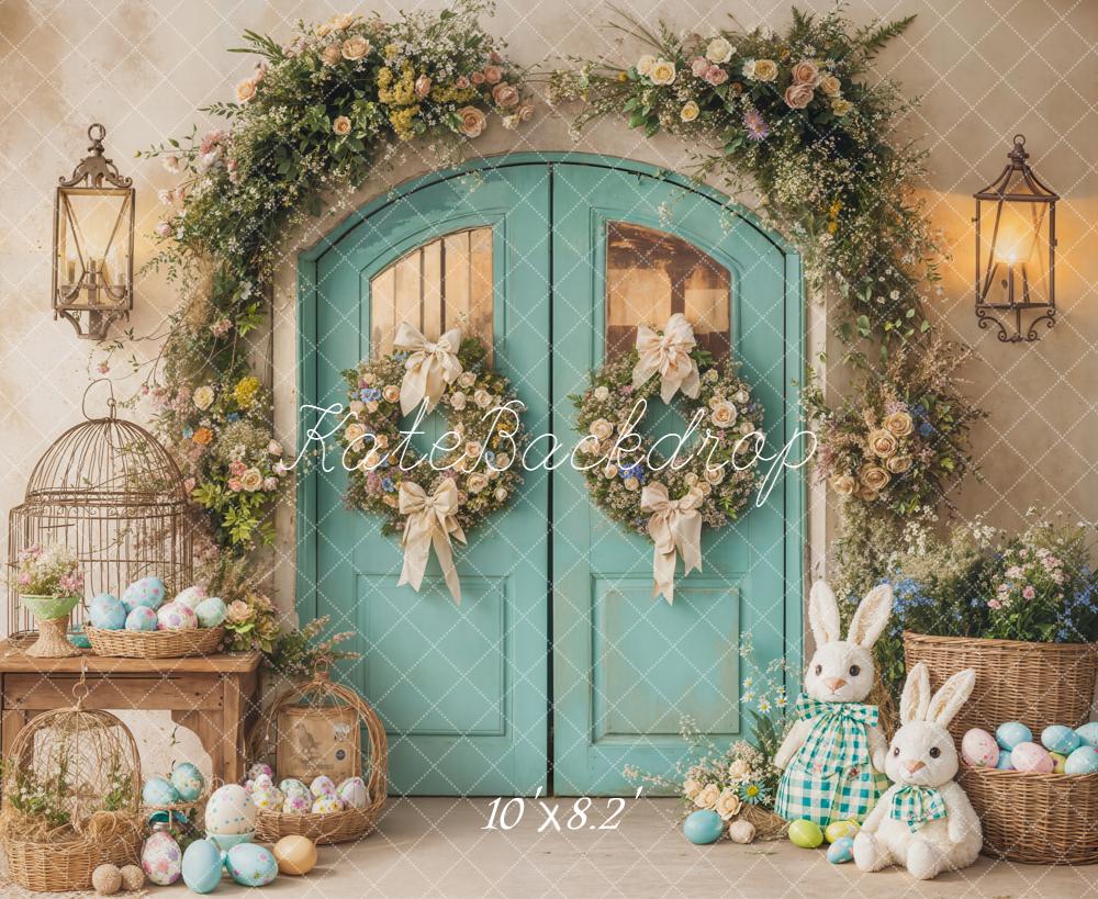 Kate Easter Bunny Eggs Door Fleece Backdrop Designed by Emetselch