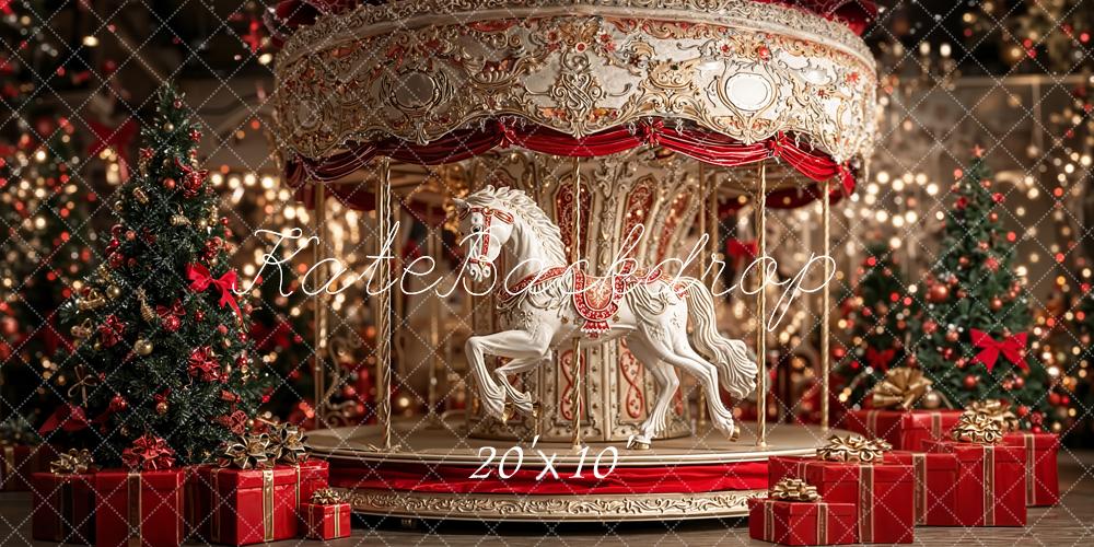 Kate Carousel Christmas Presents Backdrop Designed by Emetselch