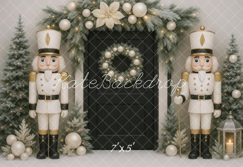 Kate Christmas Nutcracker Fir Trees Black Door Backdrop Designed by Ashley Paul