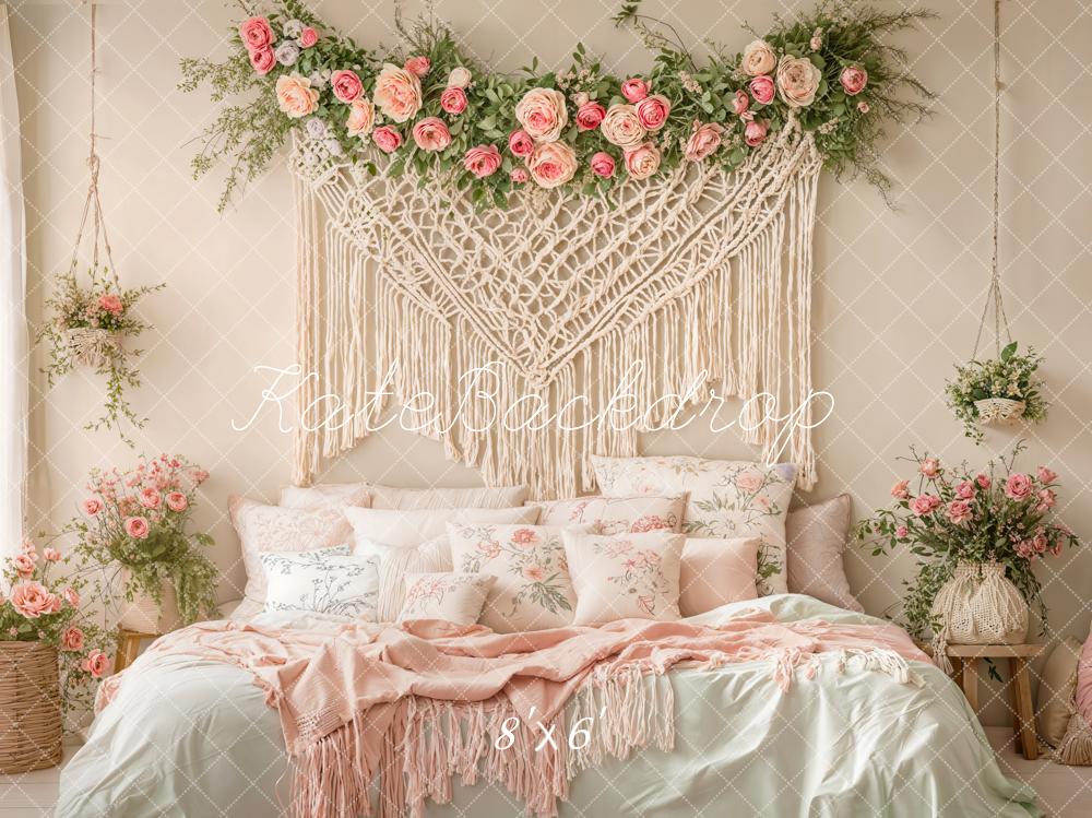 Kate Boho Macrame Flower Bed Fleece Backdrop Designed by Chain