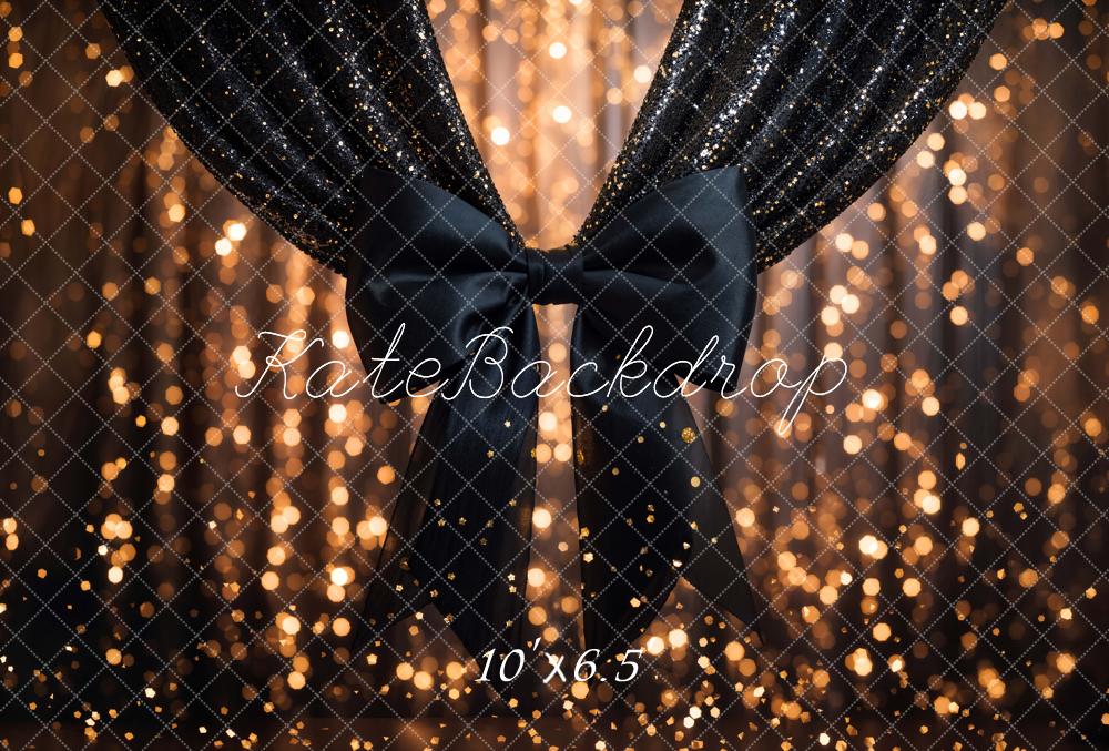 Kate Black Curtain Bow Bokeh Fleece Backdrop Designed by Chain - Kate Backdrop AU